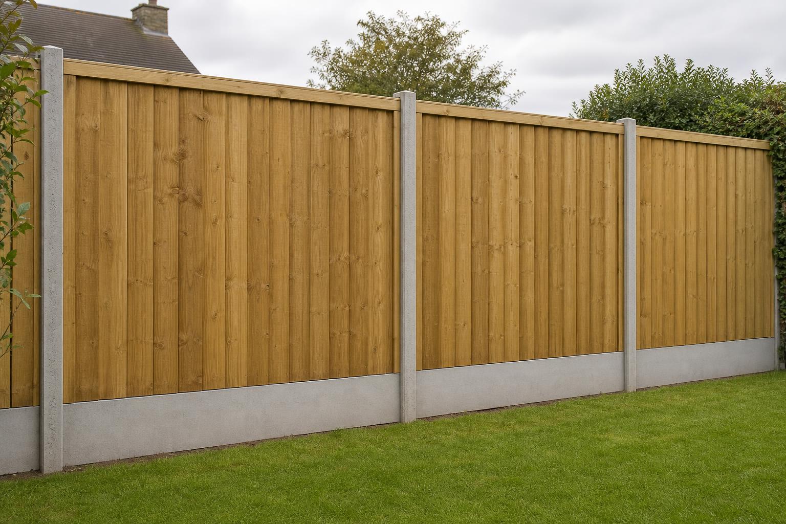 Newly repaired wooden fence in a Leicestershire garden